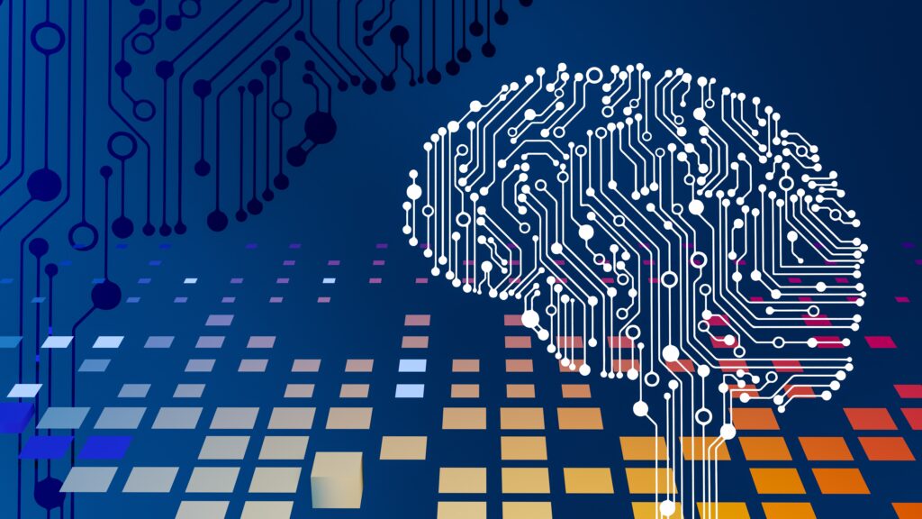 Illustration of a brain made of computer circuitry